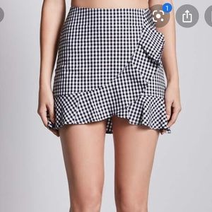H&M Gingham Ruffle Mini Skirt